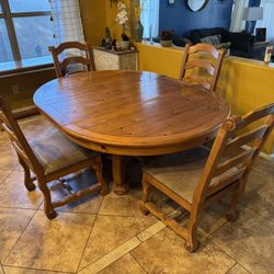 Solid Wood Extendable Dining Table + Buffet Table – Seats 4–8 / Comedor de madera con extensión + mesa bufetera – 4 a 8 personas