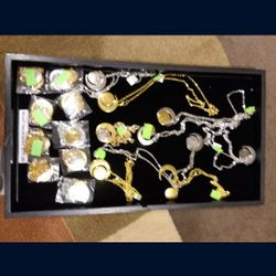 Lot of about 18! Half Moon Shaped Gold & Silver Necklaces!