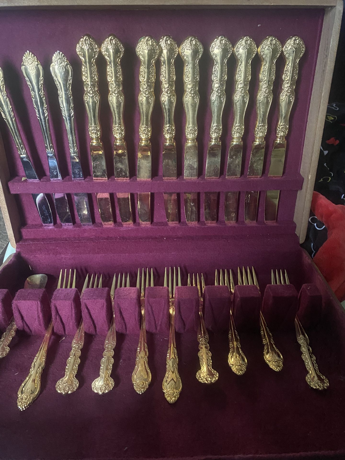 Vintage Japan National Stainless gold-tone flatware 