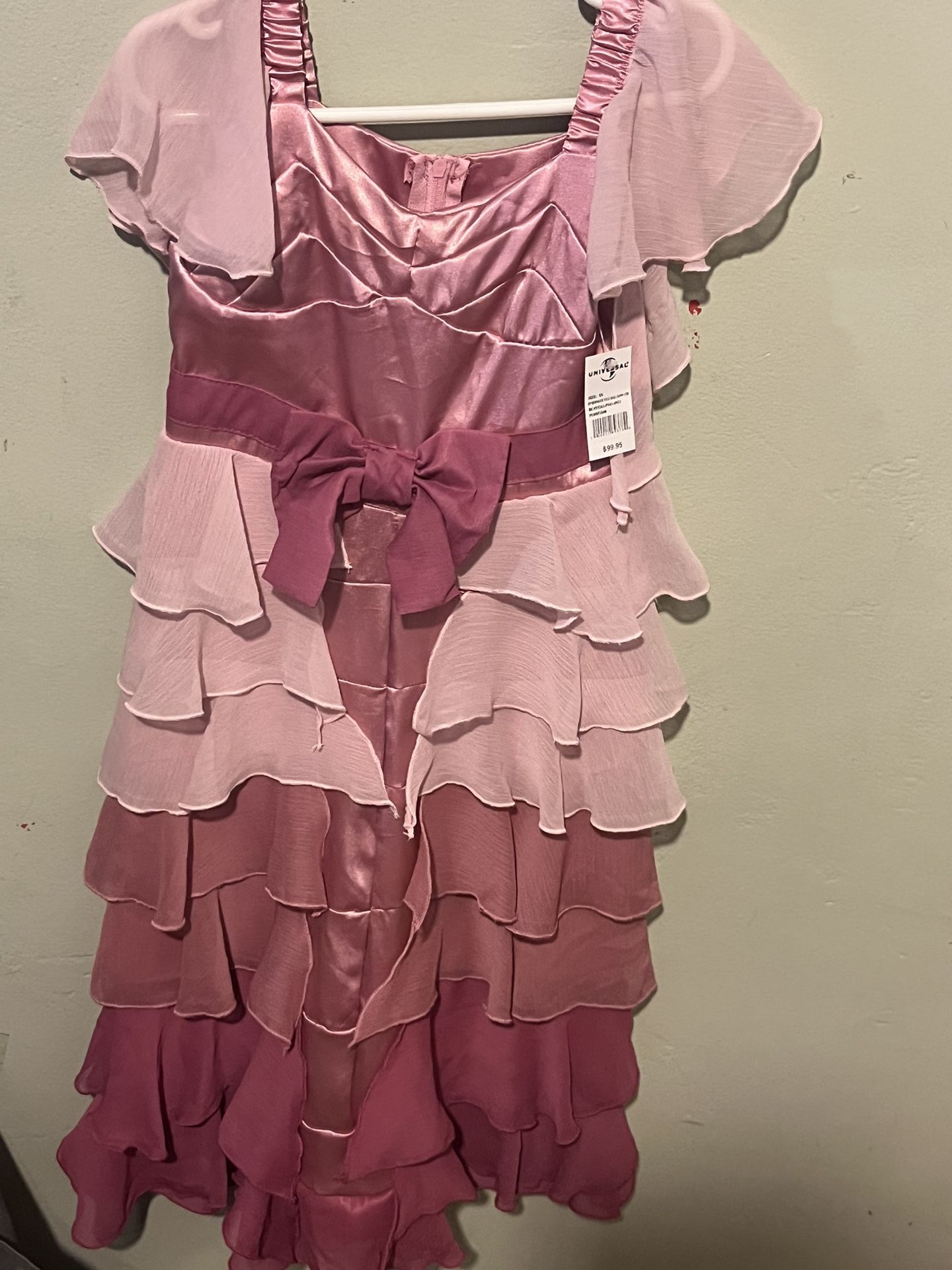 hermione in yule ball dress Hermione Granger Yule Ball Ruffled Pink Dress – Celebrity Glamz main image 1