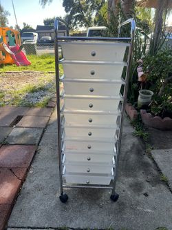 Ten drawer rolling craft cart