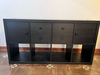 Black Cube Storage Shelf with Drawers