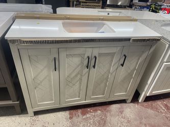 Home Decorators Collection Coppermine 48 in. Single Sink Freestanding Light Oak Bath Vanity with White Engineered Stone Top (Assembled)