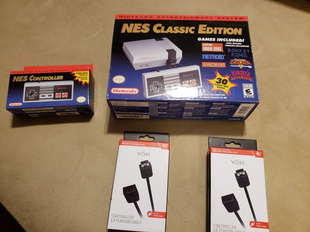 Authentic Nintendo NES Classic extra controller extra extension cords