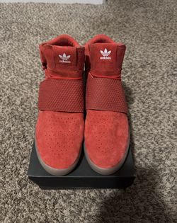 Adidas Tubular Invader Strap Red Suede SZ 11.5