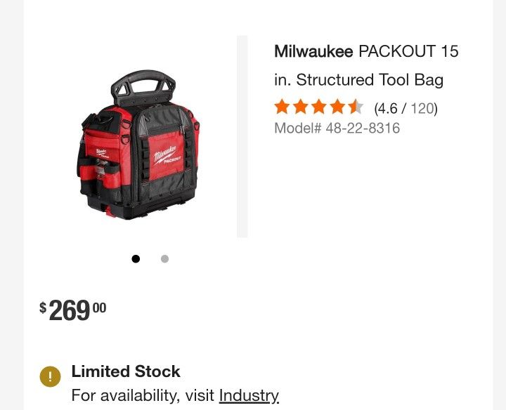 Milwaukee PACKOUT 15 in. Structured Tool Bag