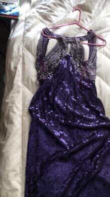   Formal Gown Puprle  With Sequins Worn One Time For New Years Eve 