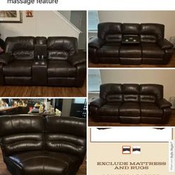 Sectional Reclinable Set Couches  USB Ports And Massage Chairs 