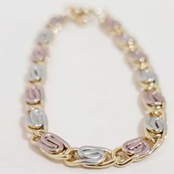 14k Gold Plated Trincolor Inspired Bracelet New 