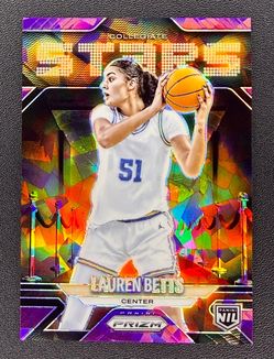 2025-26 Panini Prizm Lauren Betts Purple Cracked Ice Collegiate Stars/199 Rookie