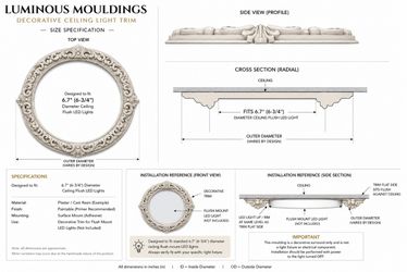 Royal Scroll Decorative Ceiling Light Trim – Paintable