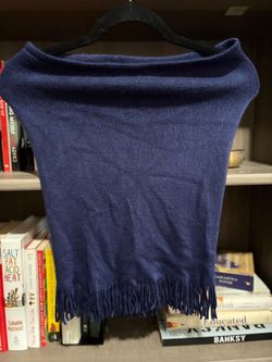 Layers by Lizden Navy Acrylic Fringe Poncho