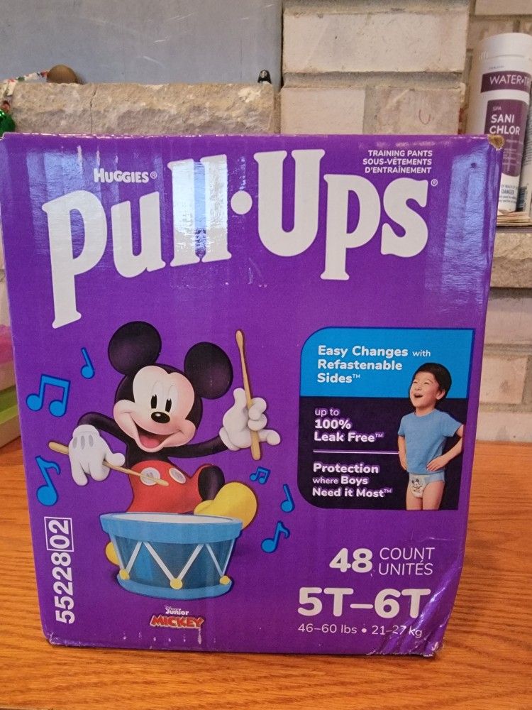 **NEW** Box Of Huggies Pull-Ups For Boys - Size 5T-6T - Count