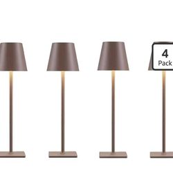 Brand New 4 Pack Of Brown Cordless Table Lamps 