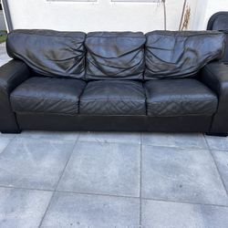Black/Dark Brown Leather Couch