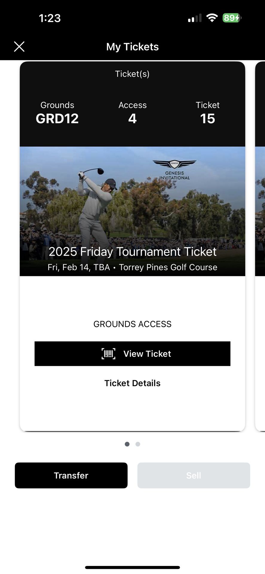 Genesis Invitational: 2 GA Tix & Glider Parking Pass - Friday 2/14