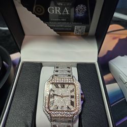 Moissanite Watch 2 Tone Rose Gold And Silver 