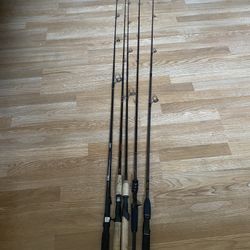 5 fishing rods 3 new and two used. Abu García -Shimano-Rápalas -Eagle Claw -Kastking Verus      the price starts from $15 to $50