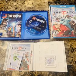 Lot of 3 Video Games~Lego Dimensions PS4~Disney Infinity WiiU & Nintendo 3DS