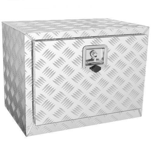 VEVOR Underbody Truck Box, 24"×17"×18" Pickup Storage Box, Heavy Duty Aluminum Diamond Plate Tool Box with Lock and Keys, Waterproof Trailer Storage B