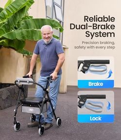 Brand new WalRollator Walker, Max 380 lbs, Foldable Rollator Adjustable Height