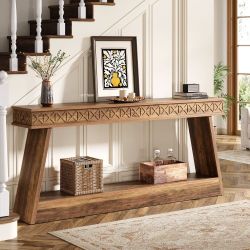 70.8" Sofa Table, Farmhouse Console Table Entryway Table with Storage
