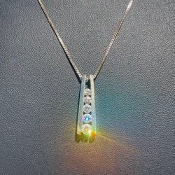 Five-Stone Diamond Pendant Necklace box chain style 14k Yellow Gold 1.5 C.T.W.