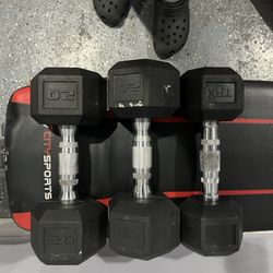 dumbbells 2- 20 pound 1 -15 pound