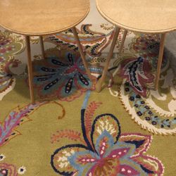 2 - 3 Leg Table With Glass Tops W/tablecloth’s 