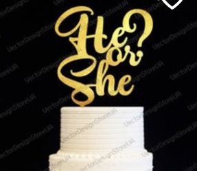 He or she cake topper