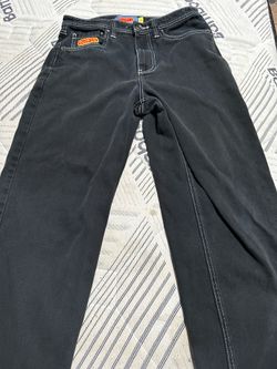 Empyre Black Baggy Jeans White Contrast Stitch Size 28