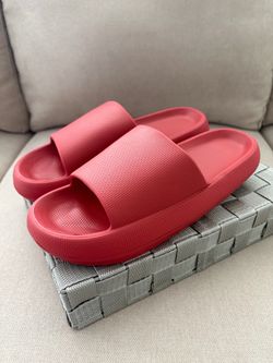 Red Foam Platform Cloud Slide Sandals. MSCHF Big Red Boot inspired