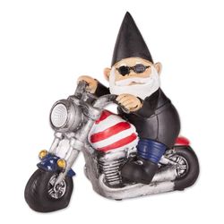 BIKER GNOME SOLAR STATUE