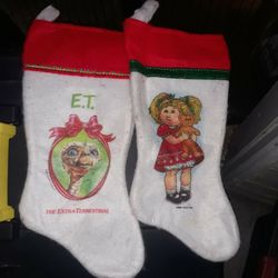 Vintage Xmas EVE Stockings E.T. And Cabbage Dolls