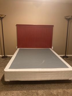 Red Wood Headboard with Box Spring