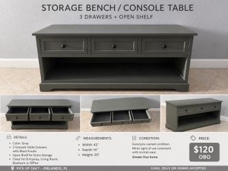 Gray Storage Console / TV Stand
