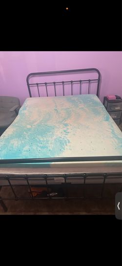 Queen frame , mattress and topper