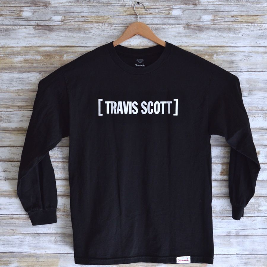Travis Scott Diamond Supply Co Brand BLACK Merch Tour LS Shirt- LARGE (Sold out)