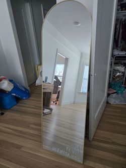 Full-Length Arch Mirror with Gold Frame