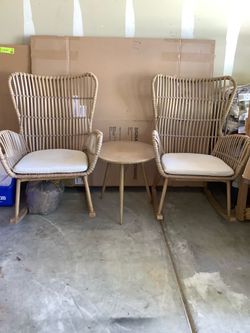 2 rocking chairs and table for patio or porch