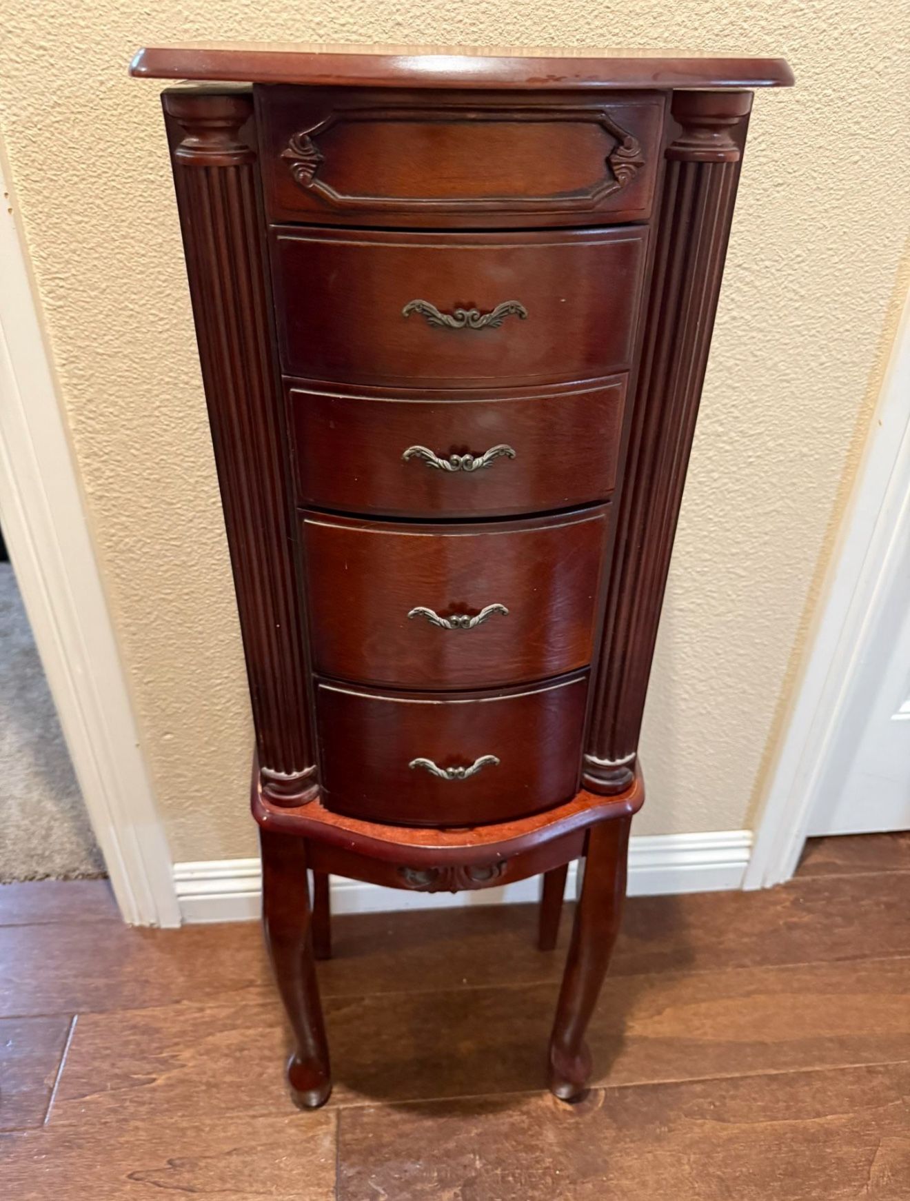 Jewelry Cabinet, Dark Walnut, Jewelry Armoire With Mirror
