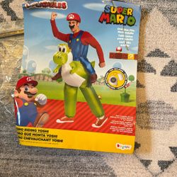 Mario Riding Yoshi Inflatable Costume - Size One Size Fits Most Adults