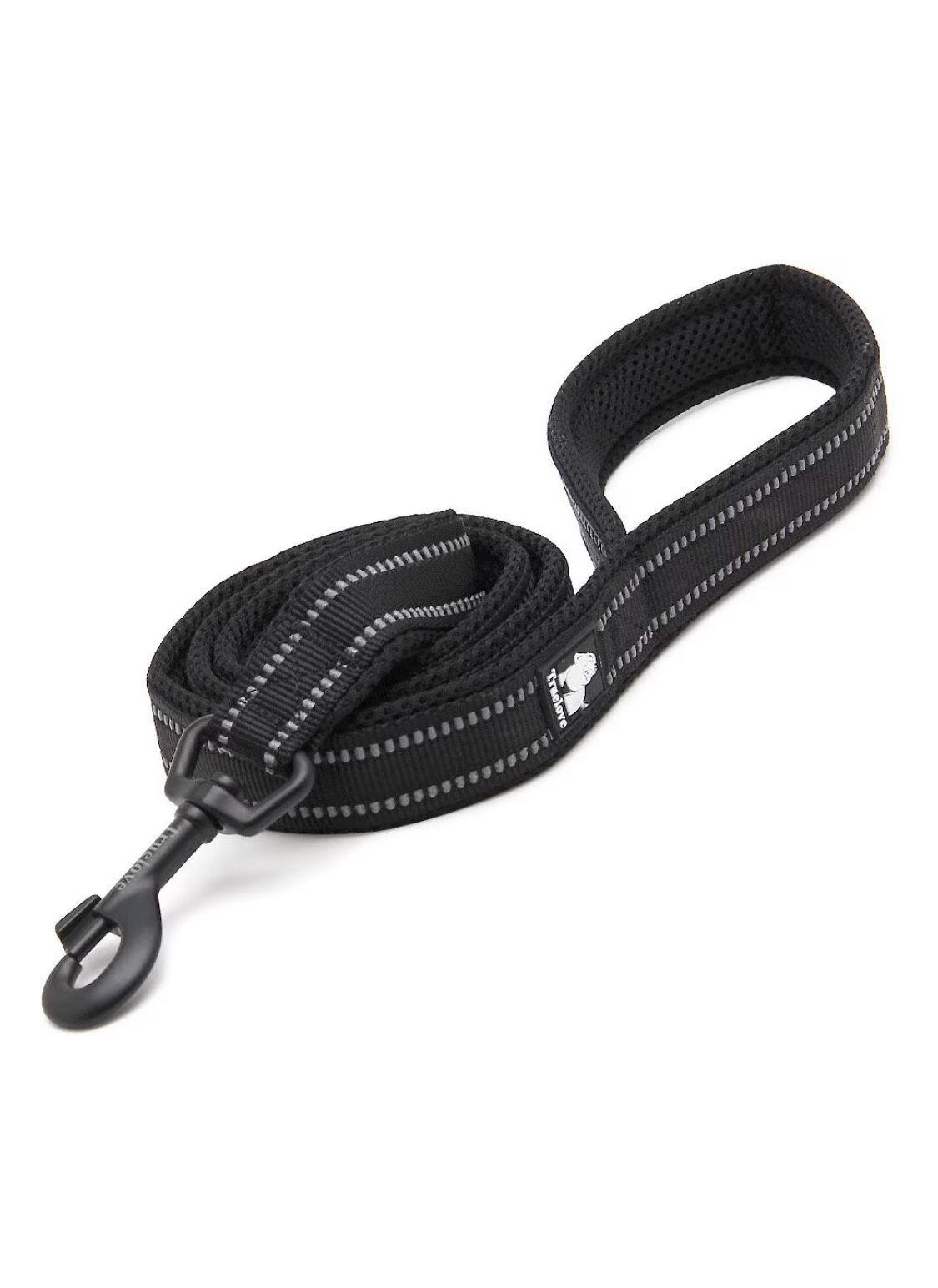 Chai's Choice Premium Outdoor Adventure Padded 3M Polyester Reflective Dog Leash, Black, 6.5-ft long, 1-in wide