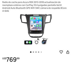 Acura RDX 2013-2018 Car Radio Stereo CarPlay Android Auto 10.4 inch Touchscreen