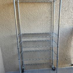 5-Shelf Rolling Metal Storage Rack