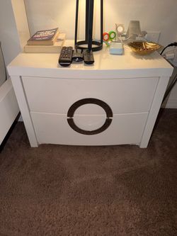 White 2-drawer Nightstand and Queen Bed Frame