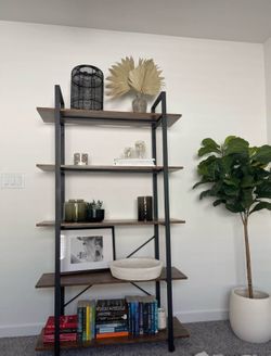 5-Tier Metal and Wood Bookshelf