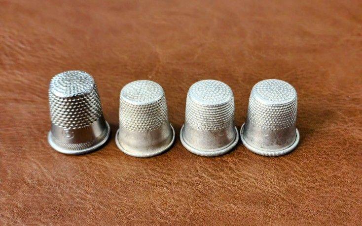 Lot Of Four Vintage Thimbles - 3 Unmarked 1 Marked 9