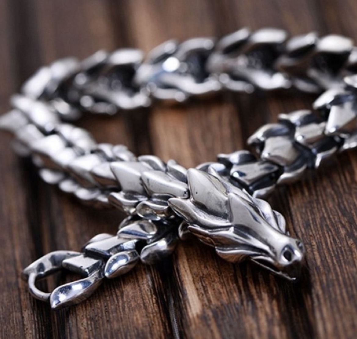 Sterling Silver Dragon Link Bracelet