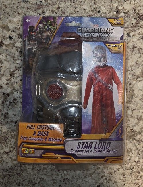 Guardians of the Galaxy Star Lord Full 2 Piece Costume & Mask Size Youth 8-10